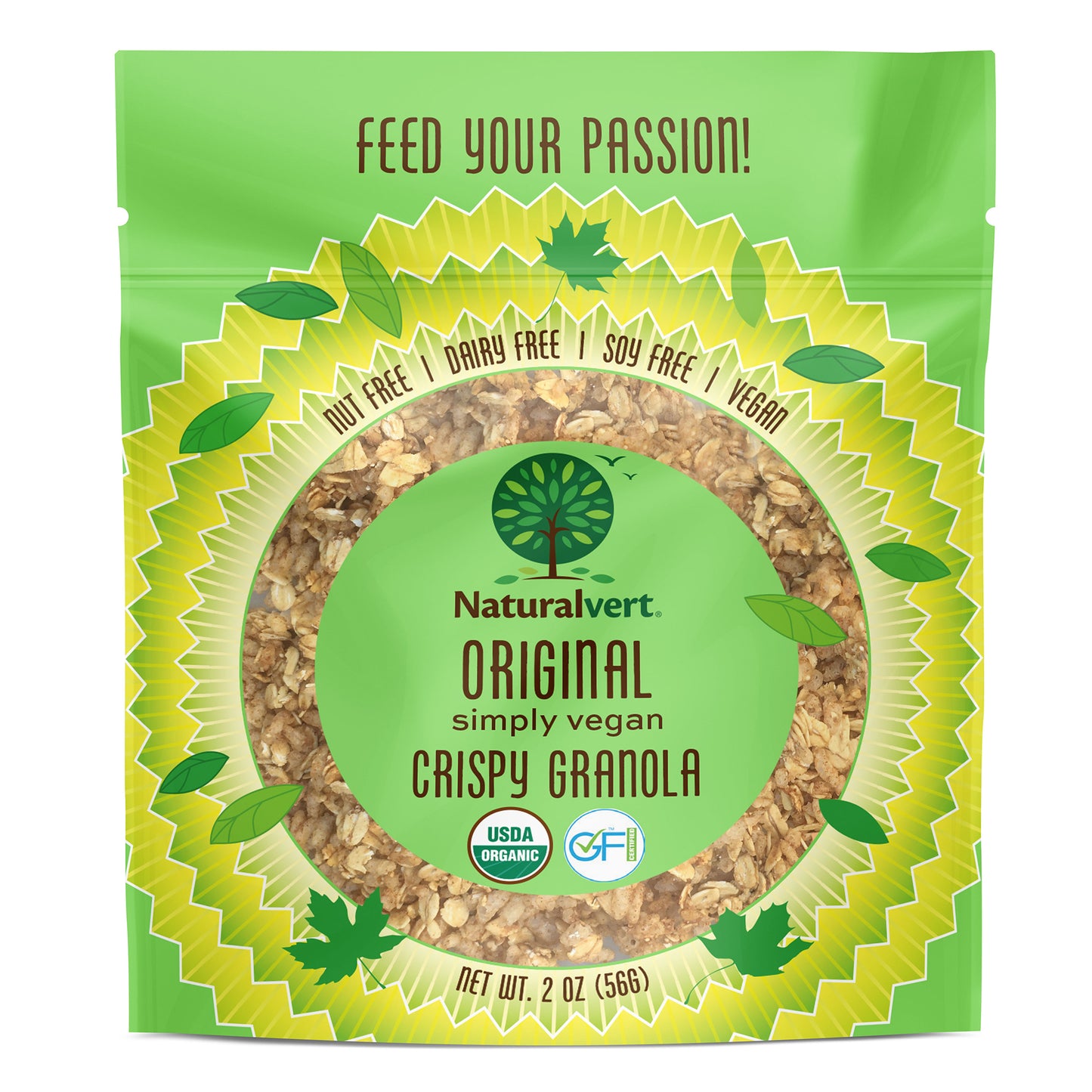 Organic, Gluten-free, vegan granola. made with real fruit. Nut free, soy free, dairy free. flavor Original vegan 2oz