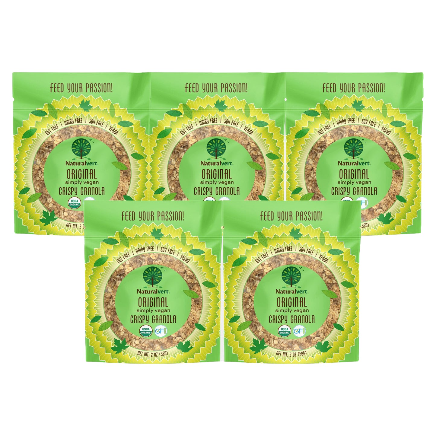 Organic, Gluten-free, vegan granola. made with real fruit. Nut free, soy free, dairy free. flavor Original vegan 2oz pack of 5