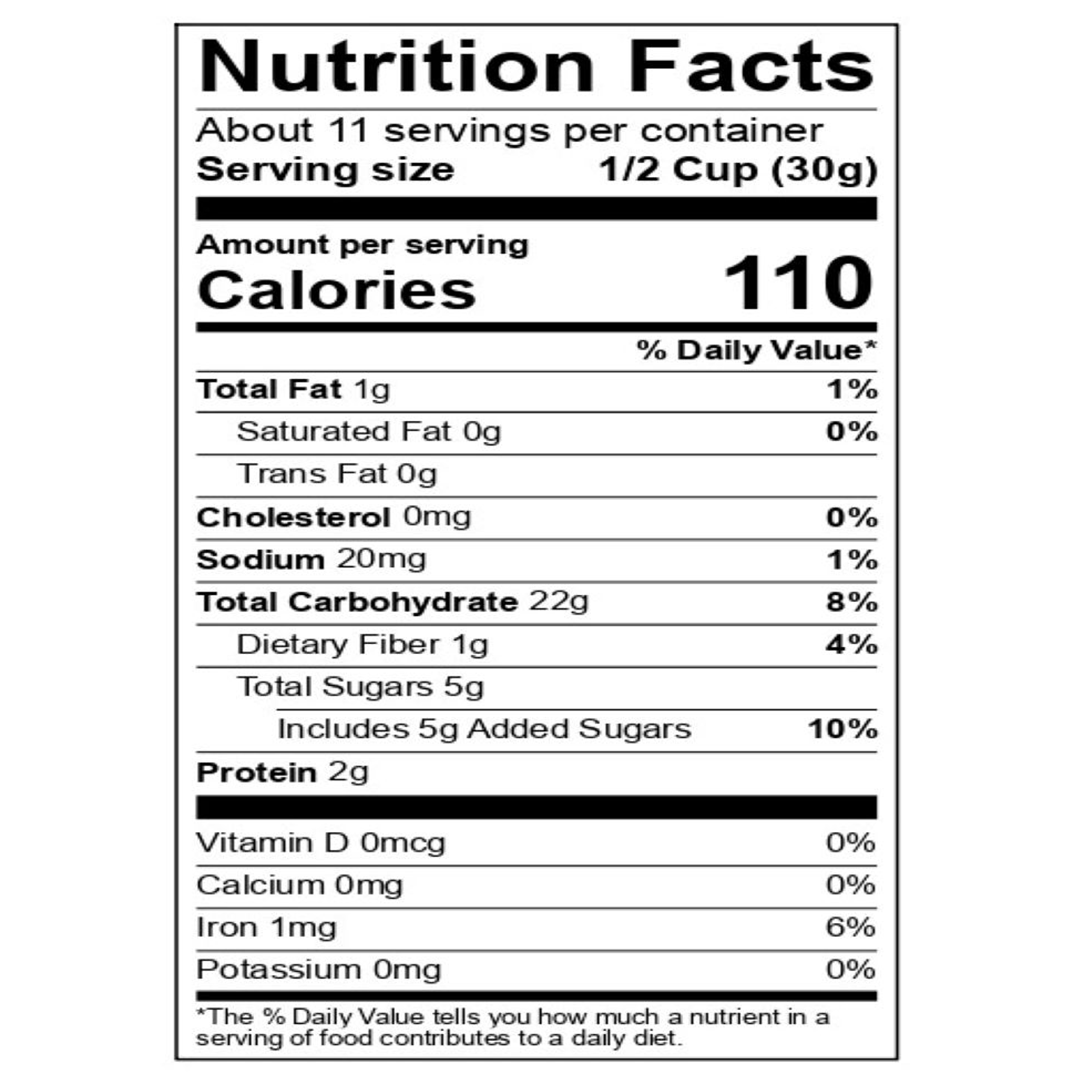 Organic, Gluten-free, vegan granola. made with real fruit. Nut free, soy free, dairy free. Original Vegan flavor.