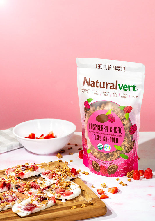 Raspberry Cacao Granola Bark