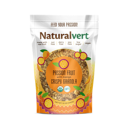 Passion Fruit Naturalvert organic gluten-free vegan granola 12oz bag, front of package