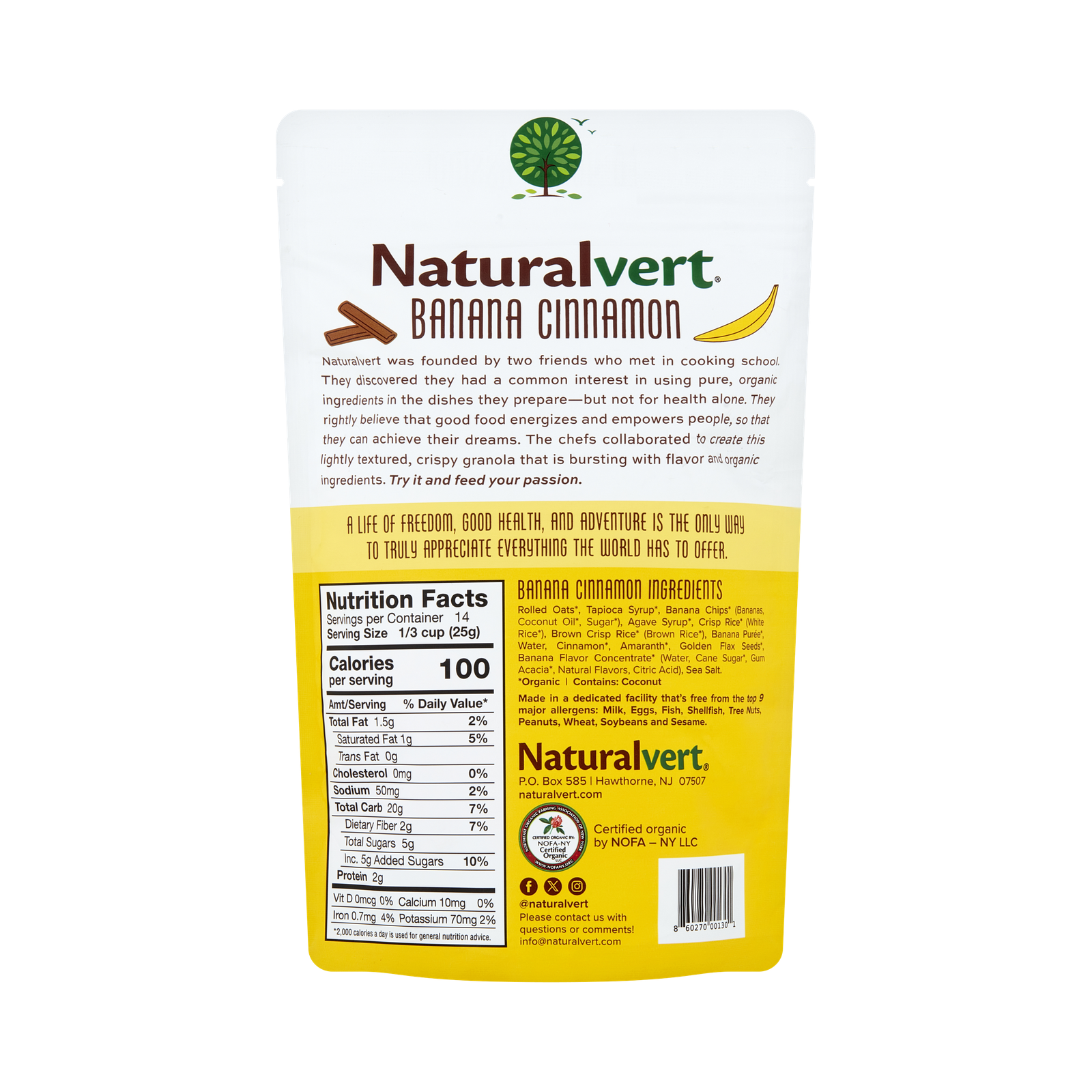 Naturalvert Brandbank — Banana Cinnamon 12 oz nutrition facts and ingredients