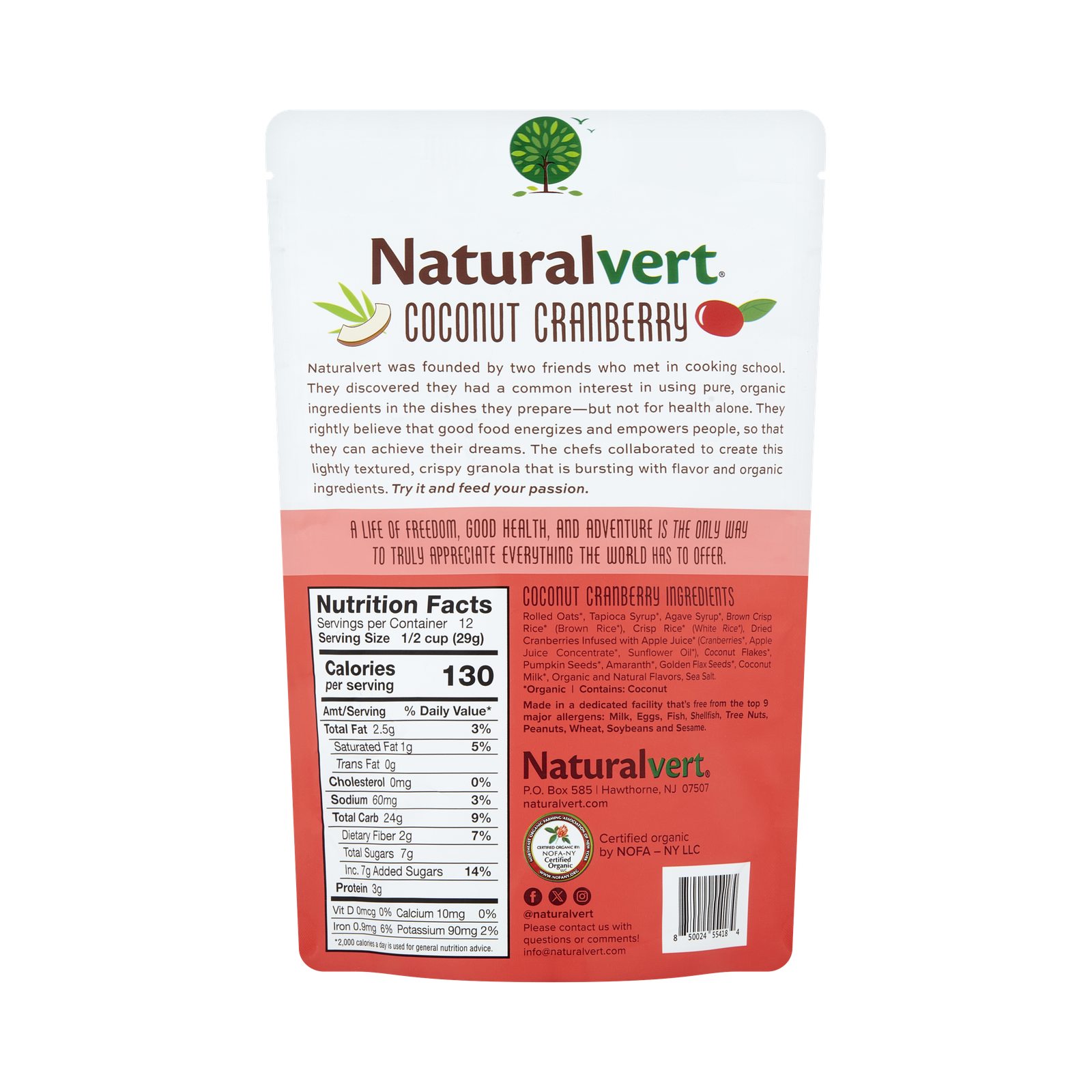 Naturalvert Brandbank — Coconut Cranberry 12 oz nutrition facts and ingredients