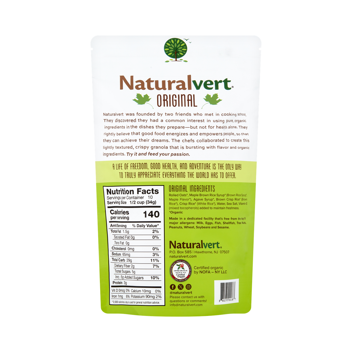Naturalvert Brandbank — Original Vegan 12 oz nutrition facts and ingredients