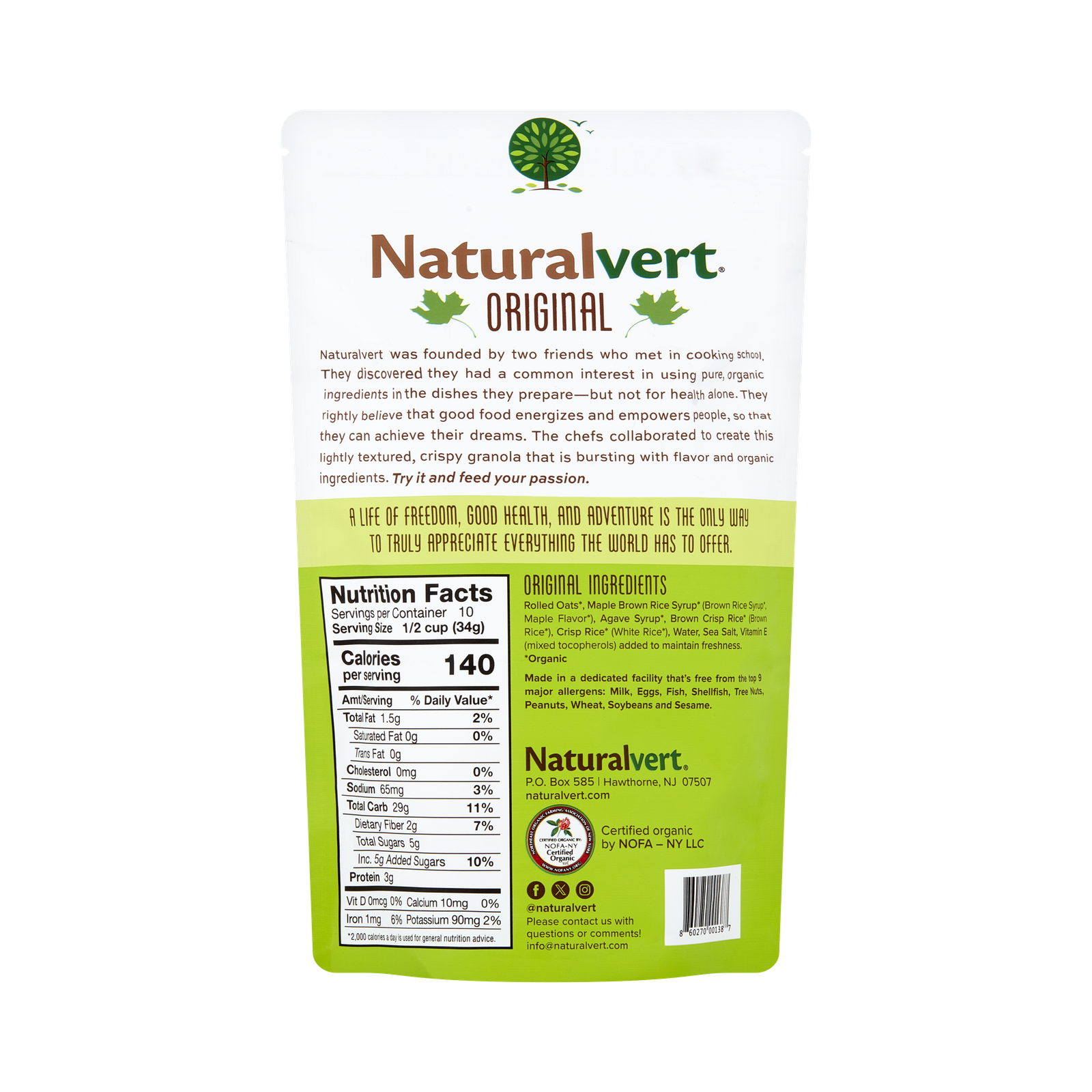 Naturalvert Brandbank — Original Vegan 12 oz nutrition facts and ingredients