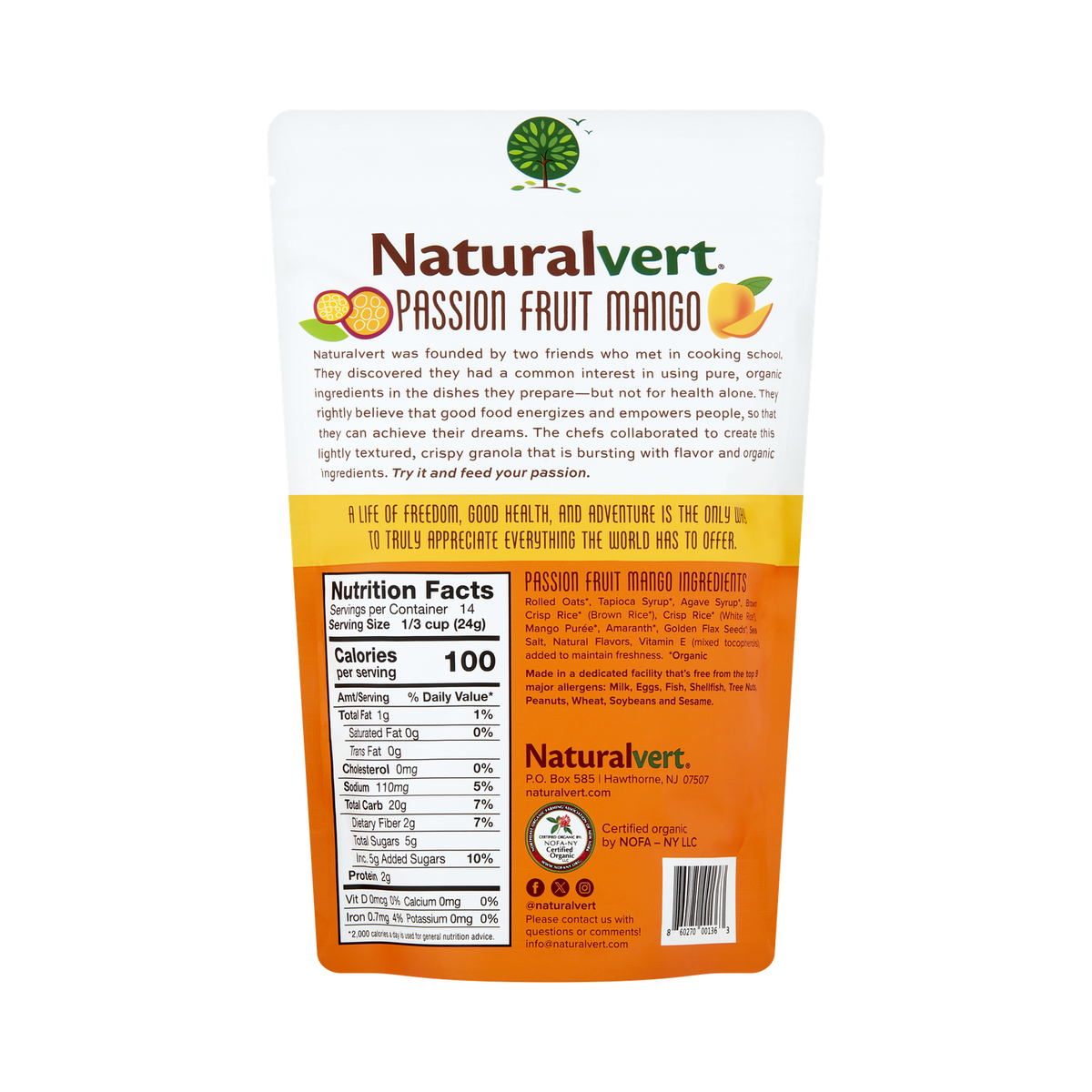 Naturalvert Brandbank — Passion Fruit 12 oz nutrition facts and ingredients