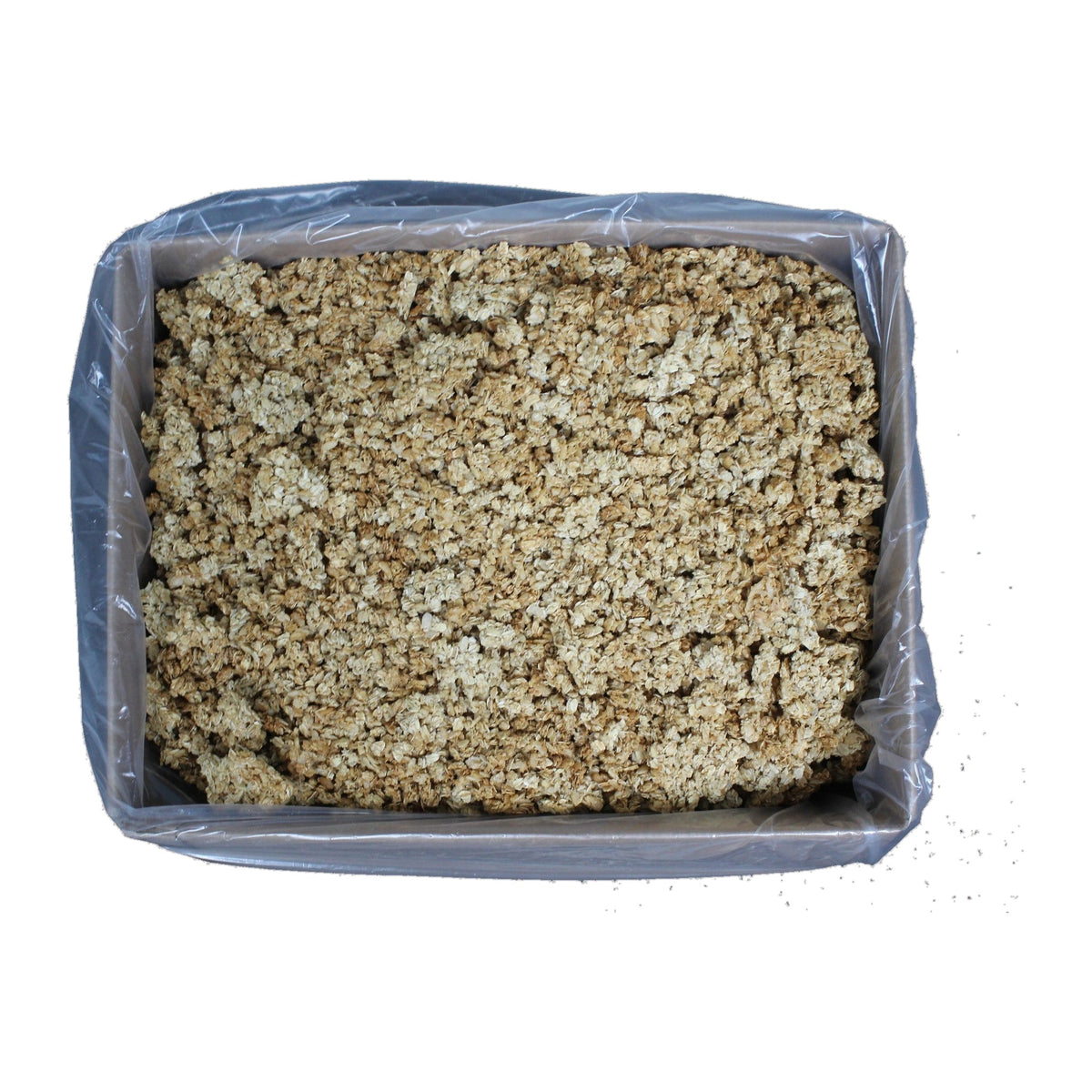 Hemp Regular vegan — 25 lb bulk case, granola in the lined box