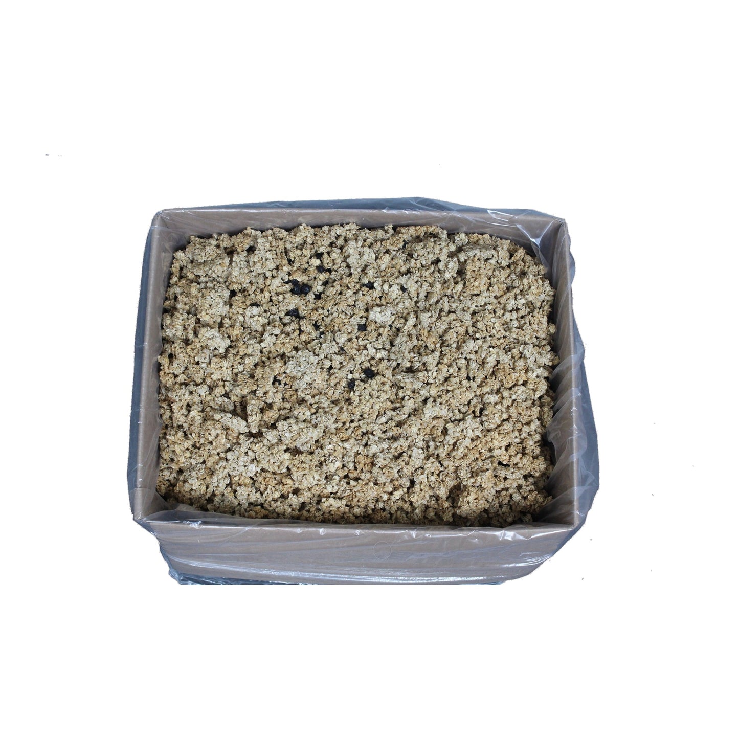 Blueberry vegan — 25 lb bulk case, granola in the lined box